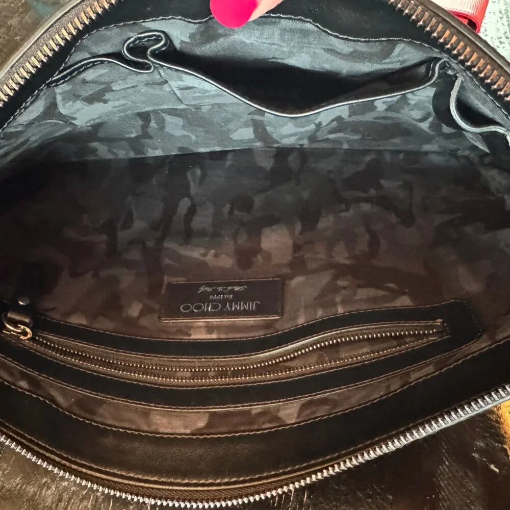 Jimmy Choo Dark Gray Star Studded Clutch